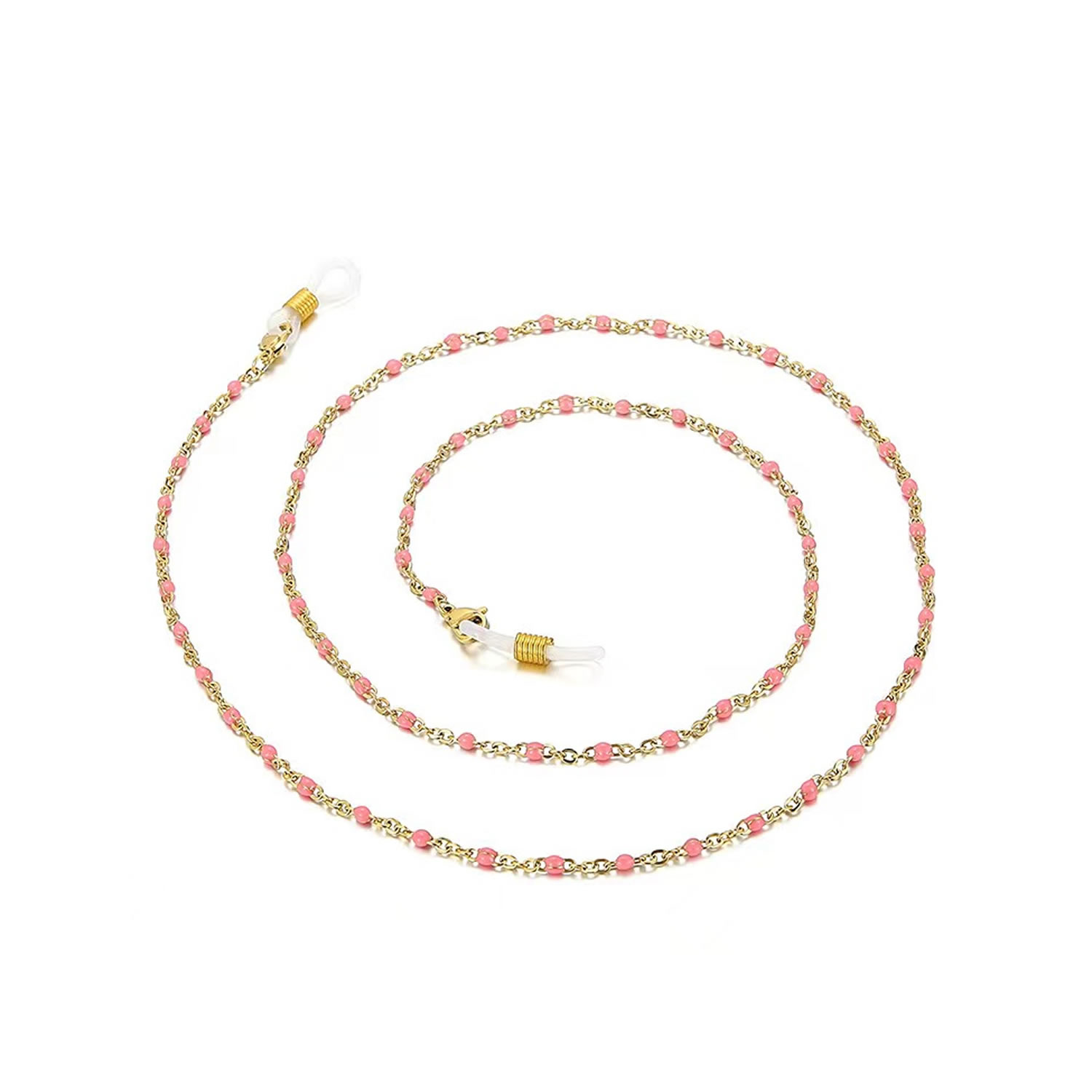 2mm light rose enamel chains glasses necklace