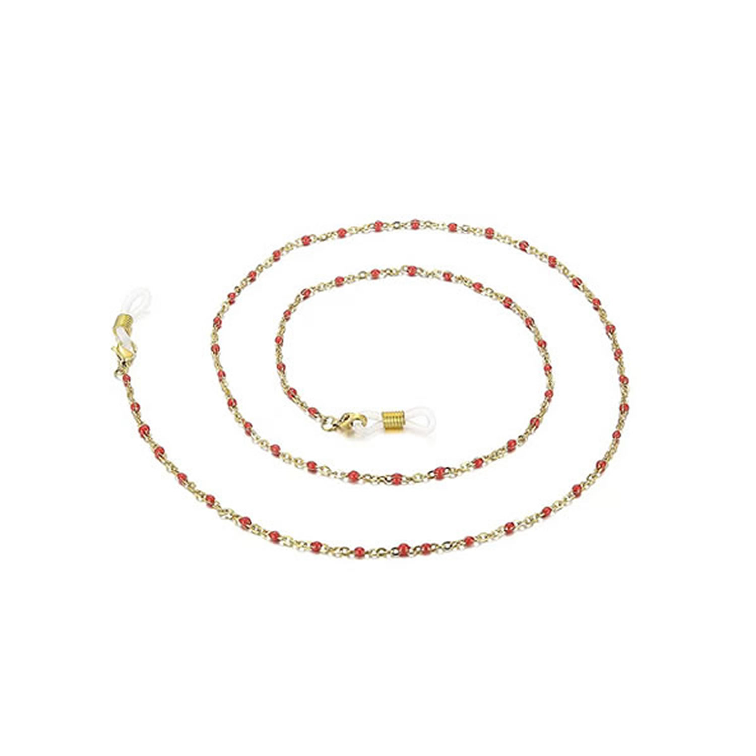 2mm red enamelled beads chain glasses necklace